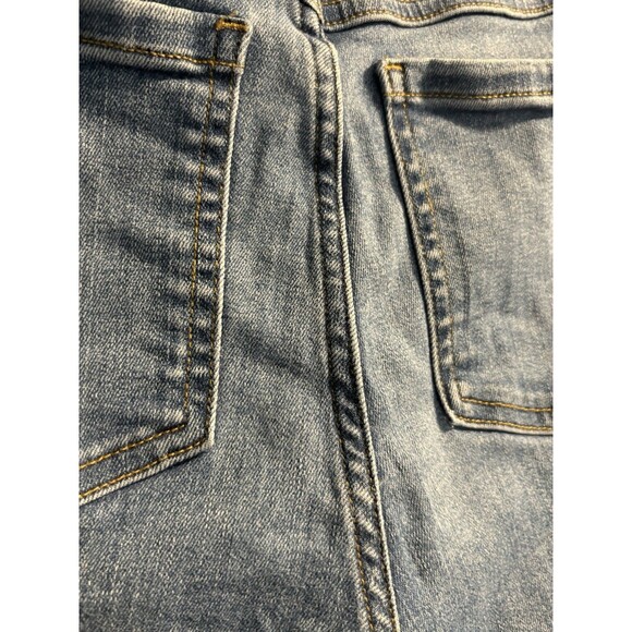 Spanx Jeans Womens Small Petite Wide Leg Pull On Denim Medium Wash Seamed Front - Picture 6 of 7